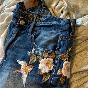 American Eagle embroidered jean shorts